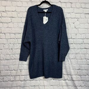 Glamorous NWT Navy Wool Mohair Blend Cozy Winter Knit Sweater Dress Size Large